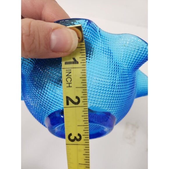 Vintage Colony Italy Blue Waffle Glass Candy Dish Ice Cream Bowl Ruffled Edge - Picture 7 of 7